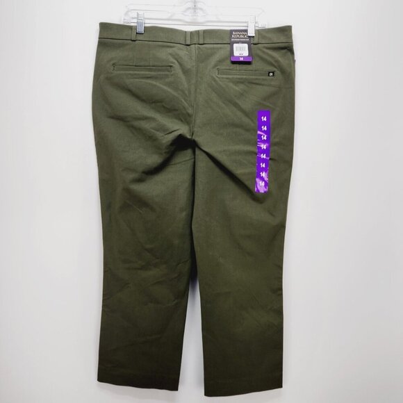 Banana Republic Cropped pants Womens High-Rise Straight-Leg  Olive Green Size 14 - Picture 11 of 13